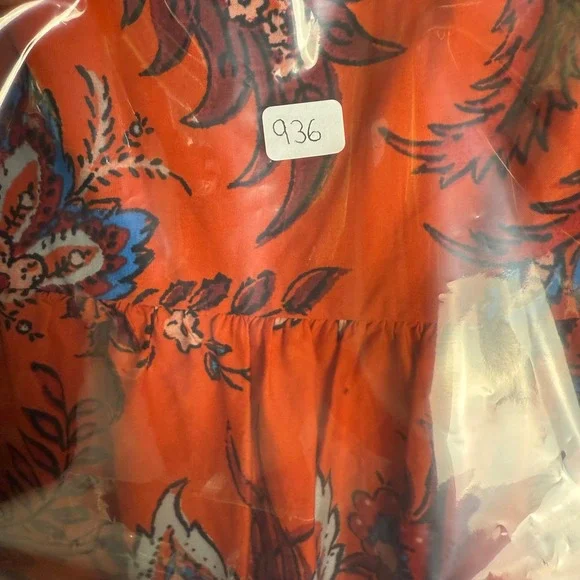 Rhode for Target XS Orange Floral Print‎ Sleeveless Tiered Maxi Dress Casual - Picture 8 of 8